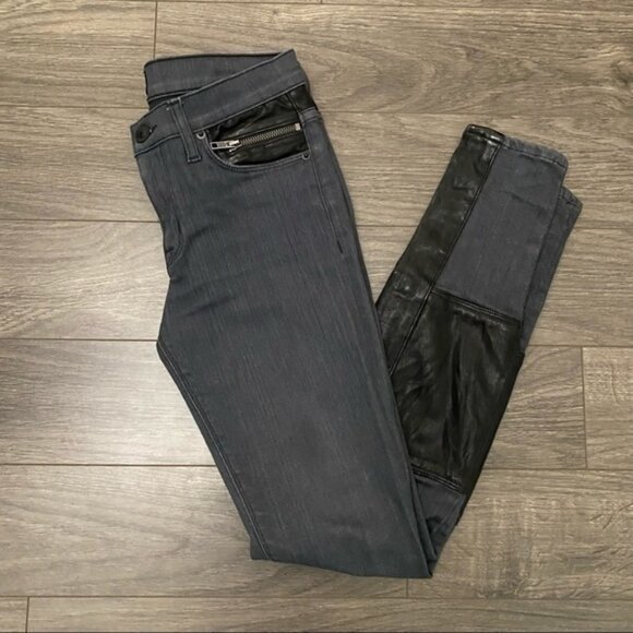 Denim - 𝅺Hudson Genuine Leather Trim Jeans